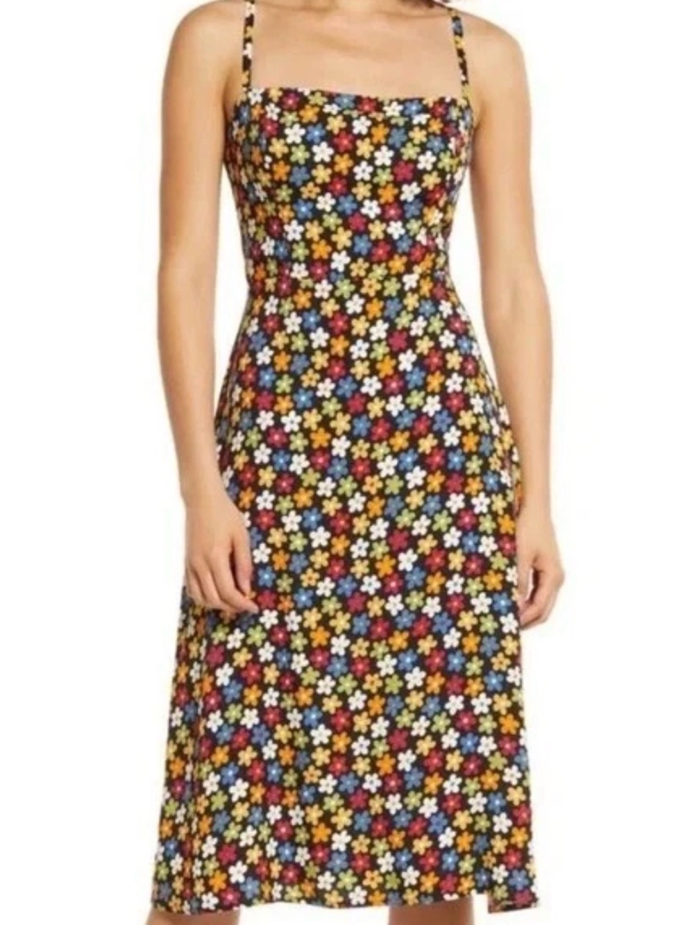 Reformation Floral midi Dress in Multicolor ditsy print
